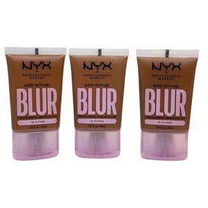 Lot Of 3 NYX PROFESSIONAL BARE With Me BLUR Skin Tint Foundation - 18 Nutmeg